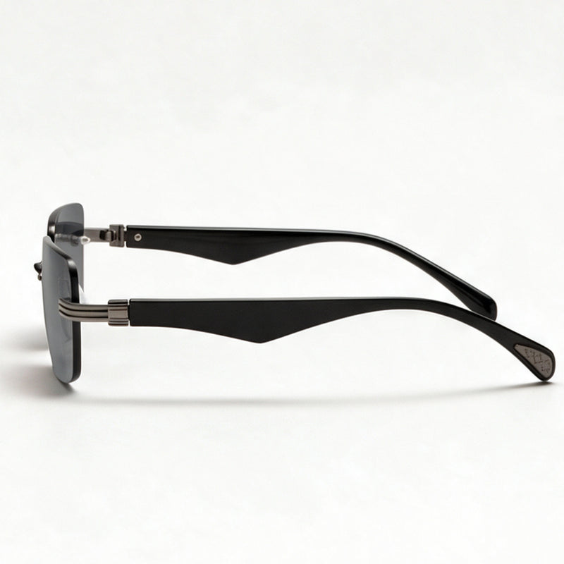 The Draft semi-rimless rectangle sunglasses side profile showing temple and hinge — view 3