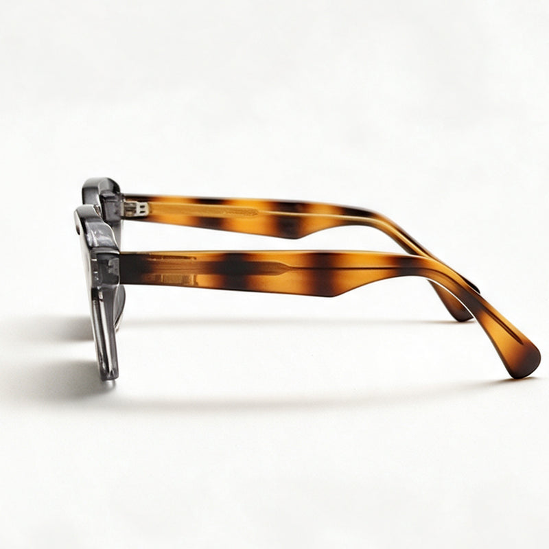 The Architect chunky square acetate sunglasses side profile showing thick temple and hinge — view 3