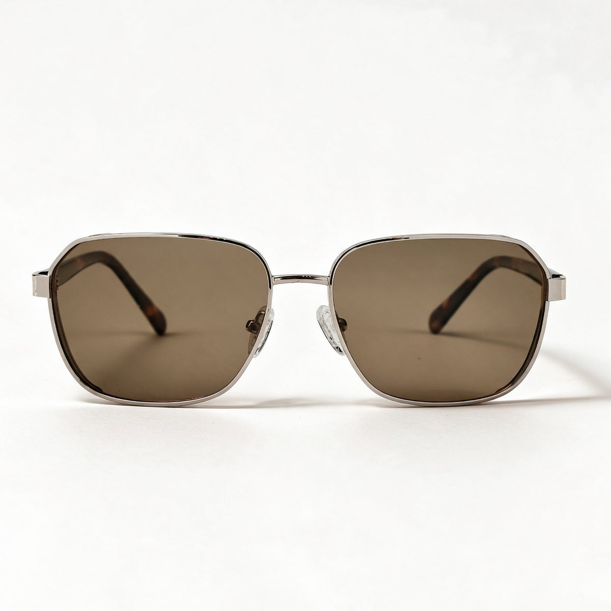 The Envoy metal square sunglasses front view in light gold with brownish lenses — view 2
