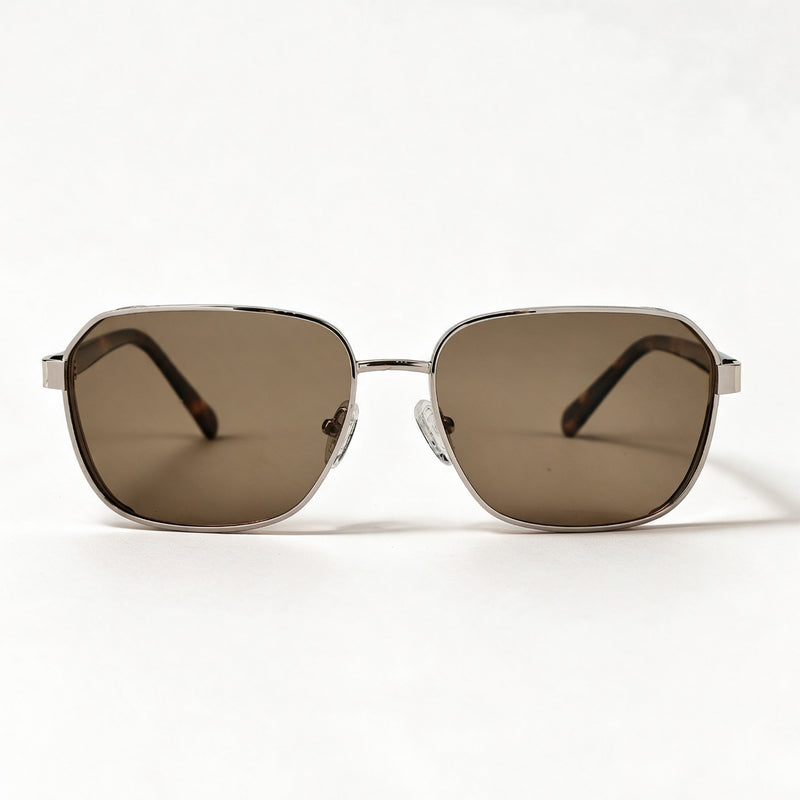 The Envoy metal square sunglasses front view in light gold with brownish lenses — view 2