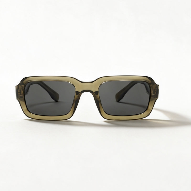 The Renegade bold rectangle acetate sunglasses front view in translucent pale green — view 3