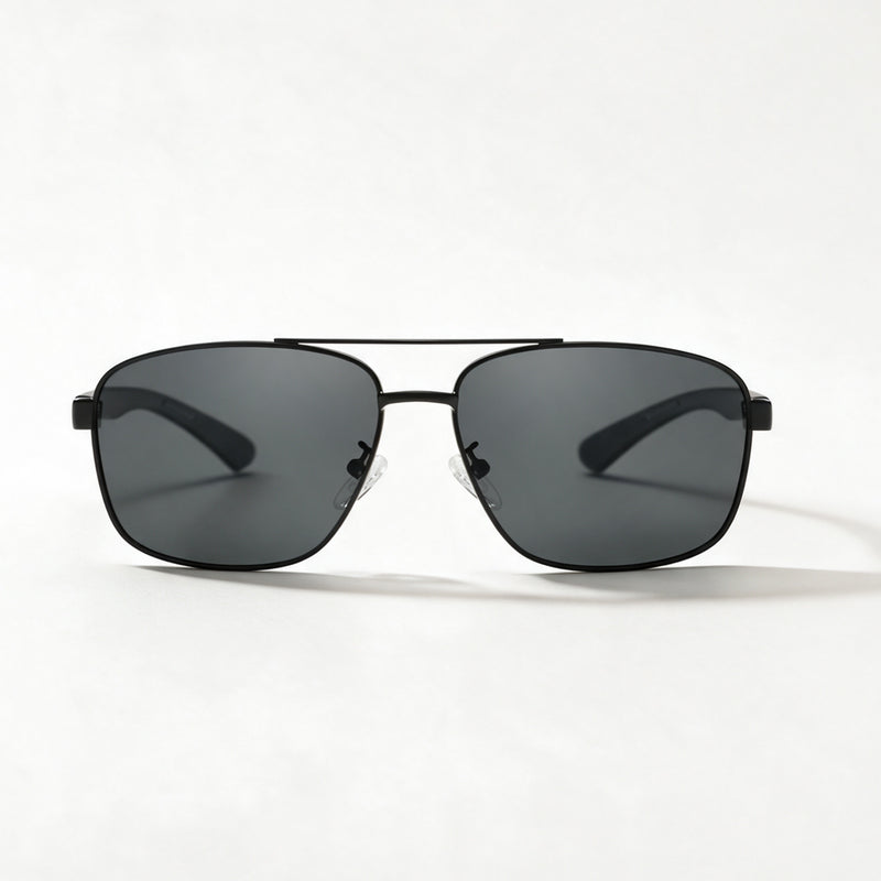 The Aviator semi-rimless sunglasses in matte black front view — view 2