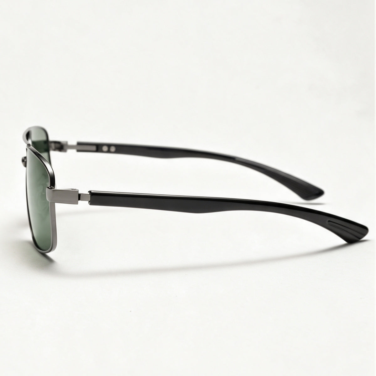 The Aviator semi-rimless rectangle sunglasses side profile showing temple and hinge — view 3