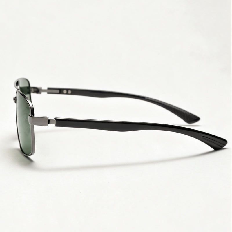 The Aviator semi-rimless rectangle sunglasses side profile showing temple and hinge — view 3