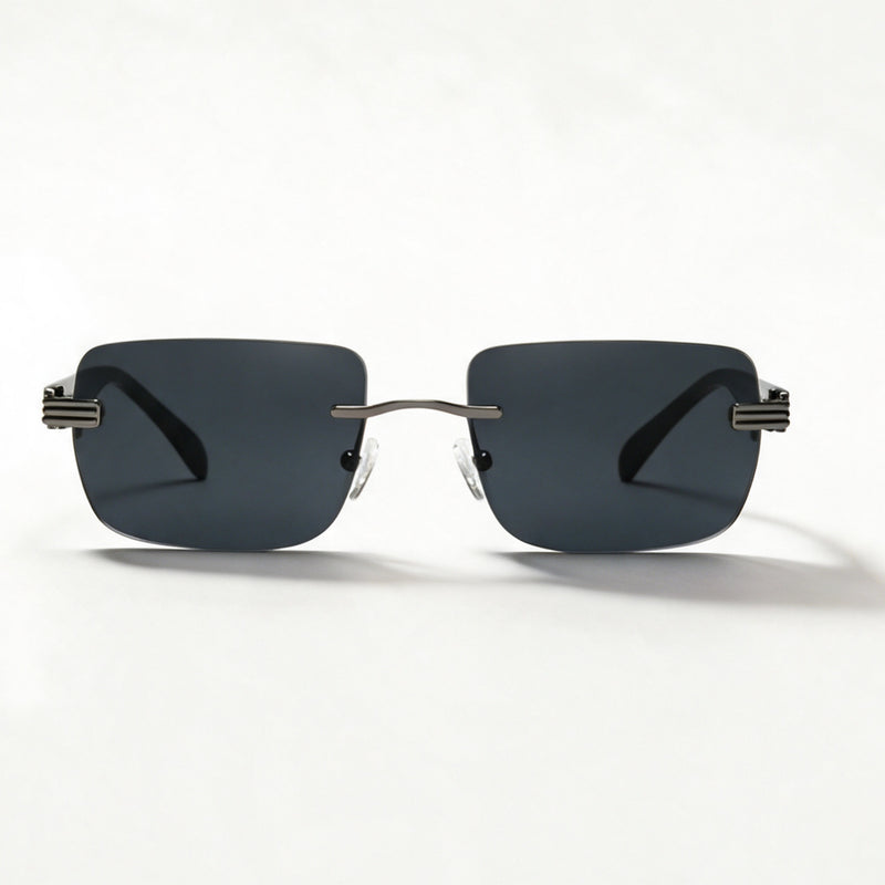 The Draft semi-rimless rectangle sunglasses front view in gun metal — view 2