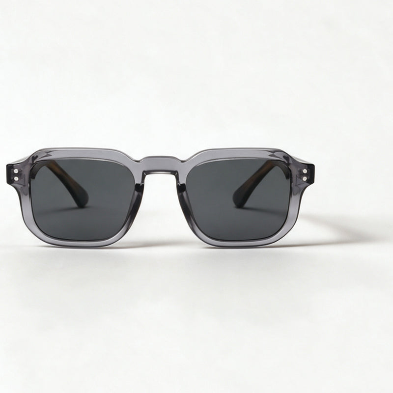 The Architect chunky square acetate sunglasses front view in translucent demi grey — view 2