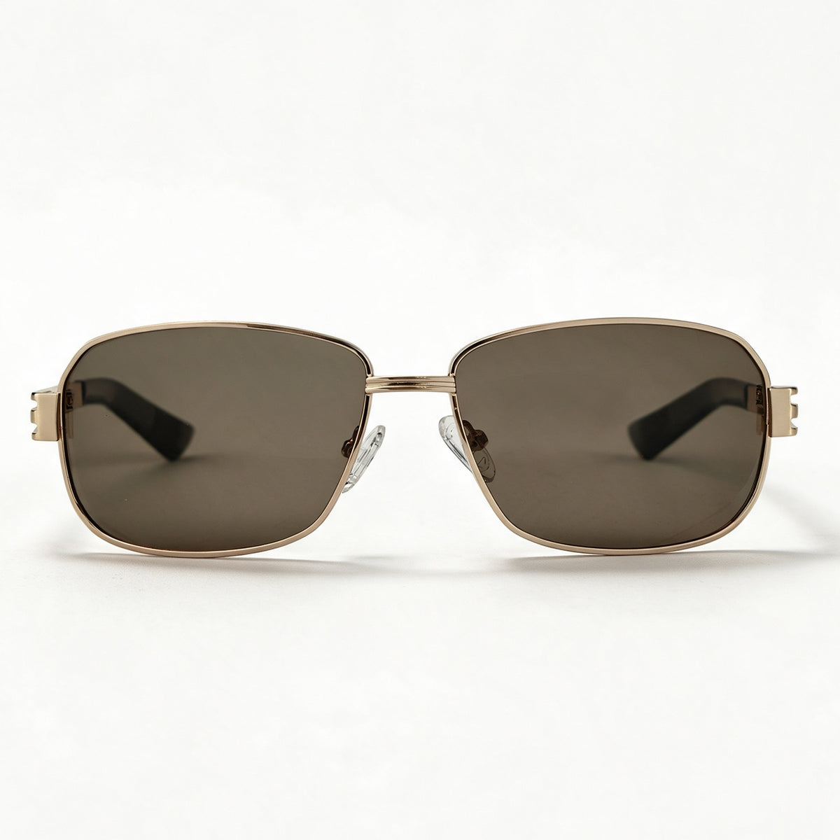 The Diplomat brushed gold navigator sunglasses front view — view 2