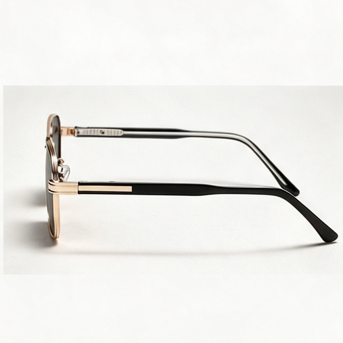 The Captain double bridge square metal sunglasses side profile showing temple and hinge — view 3