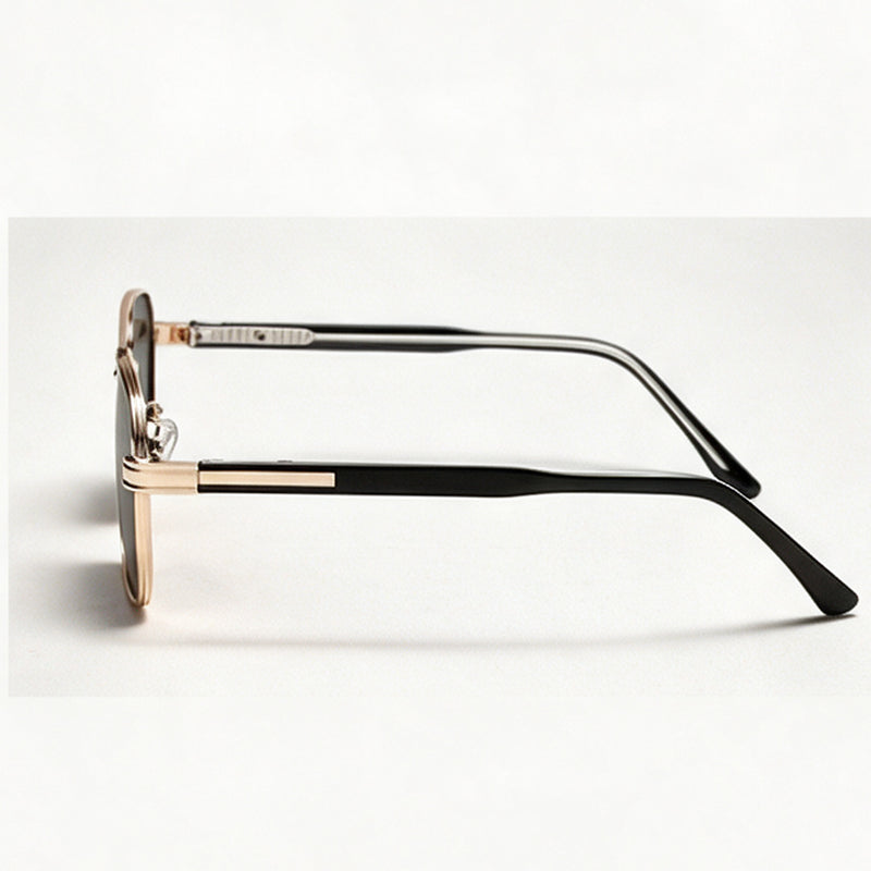 The Captain double bridge square metal sunglasses side profile showing temple and hinge — view 3