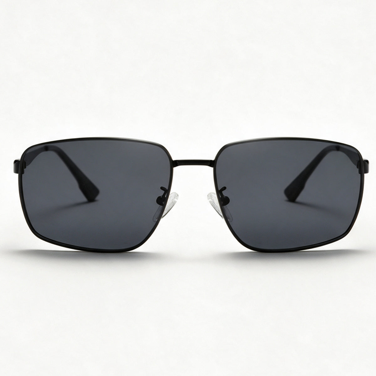 The Commander square metal sunglasses front view in black — view 2