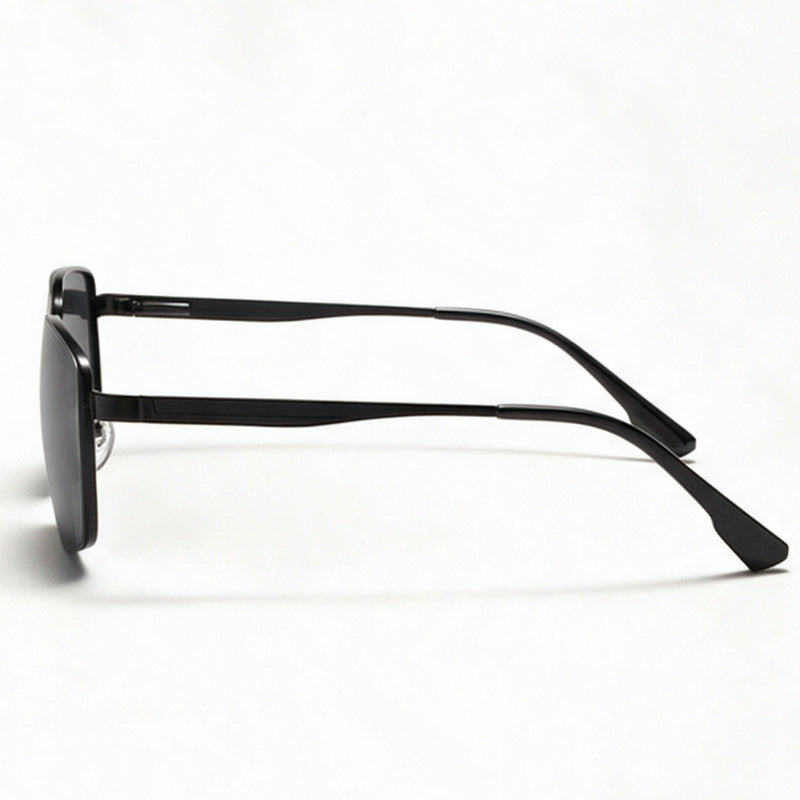 The Commander square metal sunglasses side profile showing temple and hinge — view 3