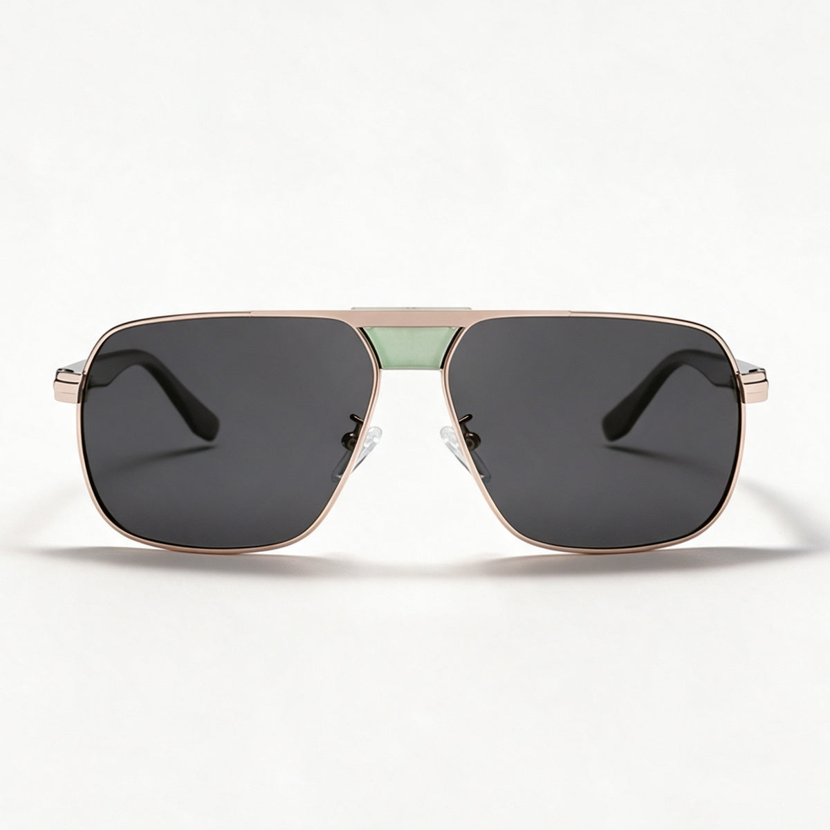 The Marshal double bridge navigator sunglasses front view in silver and black — view 2