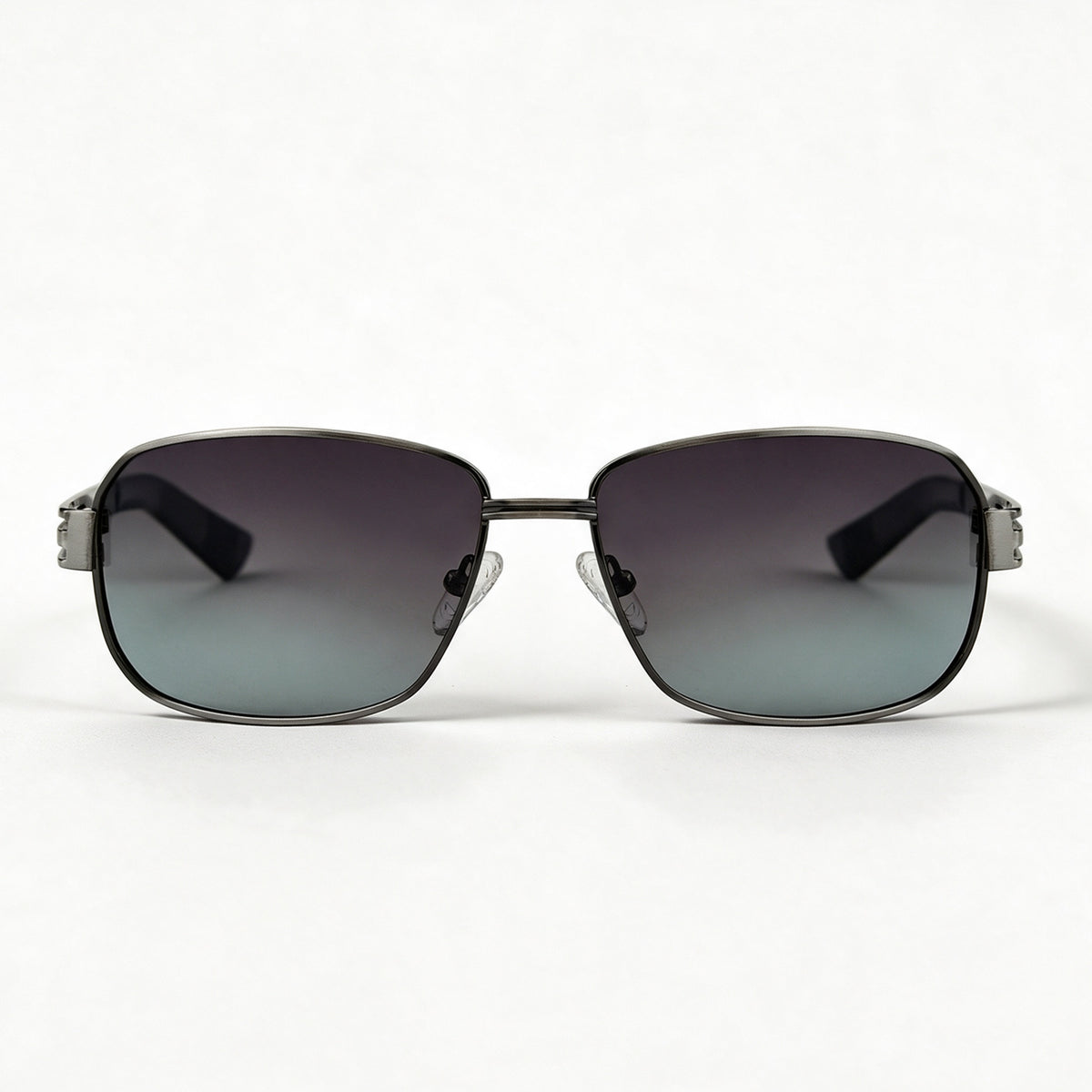 The Diplomat brushed silver navigator sunglasses front view — view 2