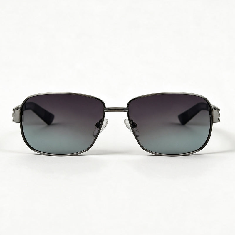 The Diplomat brushed silver navigator sunglasses front view — view 2