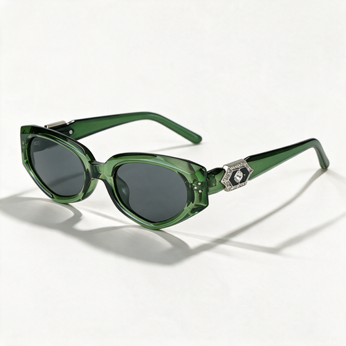 The Jewel — Crystal Cat-Eye Sunglasses in Emerald
