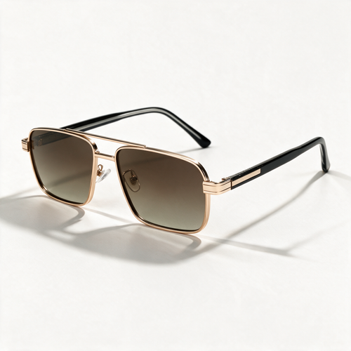 The Captain — Gold Double-Bridge Sunglasses