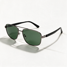 The Aviator — Double-Bridge Square Sunglasses — Gun Metal