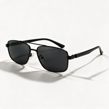 The Aviator — Double-Bridge Square Sunglasses — Black