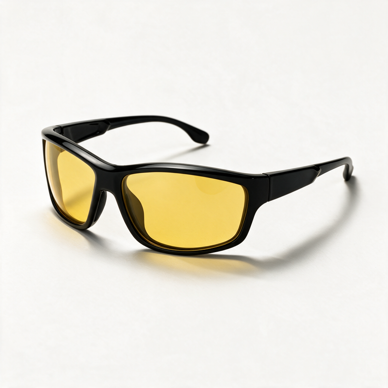 The Sprinter glossy black wrap sport sunglasses with yellow night-vision lenses — view 1