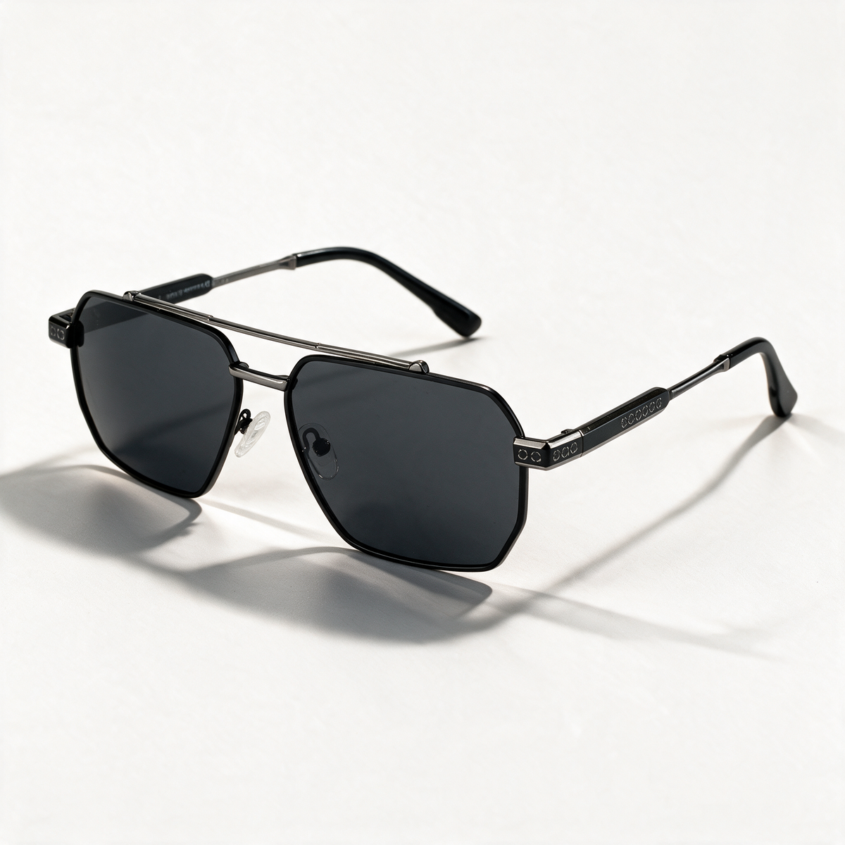 The Chairman gun grey flat-top double bridge sunglasses with grey lenses — view 1