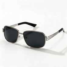 The Diplomat — Double-Bridge Navigator Sunglasses — Silver