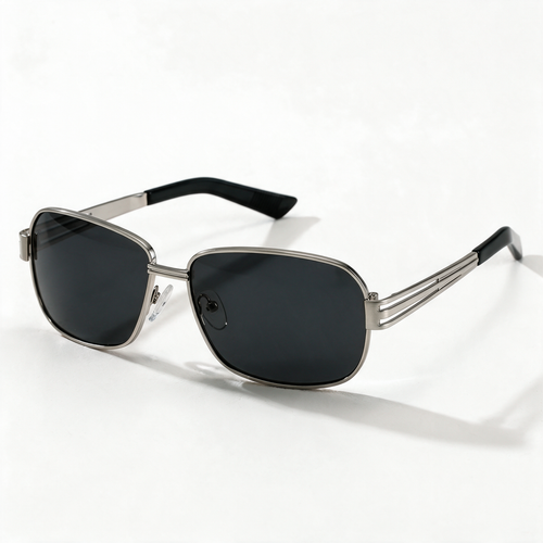 The Diplomat — Double-Bridge Navigator Sunglasses in Silver